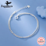 Trustdavis 925 Silver Star 3 Layer Beads Chain Bracelet Wedding DB394