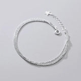 Trustdavis 925 Silver Star 3 Layer Beads Chain Bracelet Wedding DB394