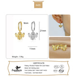 Trustdavis 925 Sterling Silver Sweet Insect Bee Pendant Hoop Earrings