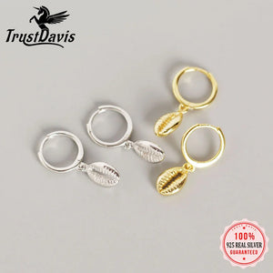 Trustdavis 925 Silver Shell Hoop Earrings Wedding Party Punk Jewelry