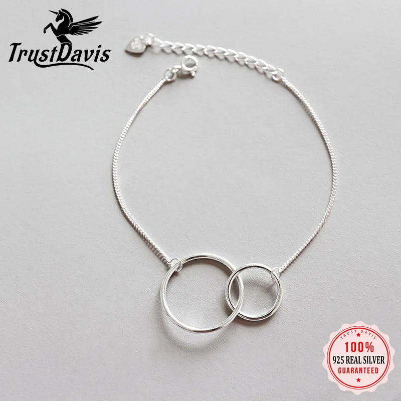 Trustdavis 925 Silver Round Bracelet Bangle Wedding Gift