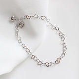 Trustdavis 925 Silver Heart Chain Bracelet Wedding Jewelry
