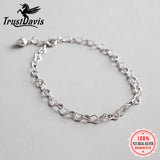 Trustdavis 925 Silver Heart Chain Bracelet Wedding Jewelry
