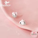 Trustdavis 925 Silver Sweet Mouse Stud Earrings For Women Girls Wedding Gift