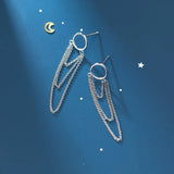 Trustdavis 925 Sterling Silver Multilayer Chain Stud Earrings