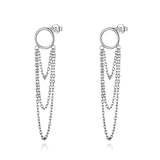Trustdavis 925 Sterling Silver Multilayer Chain Stud Earrings