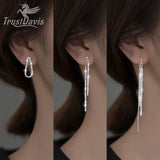 Trustdavis 925 Sterling Silver Sweet Sky Star Chain Stud Earrings for Women