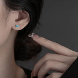 Trustdavis Small Round Turquoise Stud Earrings for Women Girls