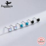 Trustdavis Small Round Turquoise Stud Earrings for Women Girls