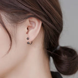 Trustdavis 925 Silver Punk Beads Stud Earrings for Women