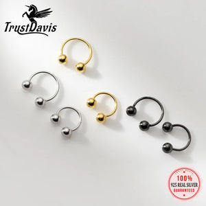 Trustdavis 925 Silver Punk Beads Stud Earrings for Women