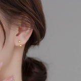 Trustdavis 925 Silver Punk Beads Stud Earrings for Women