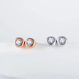 Trustdavis 925 Silver Round Zircon Stud Earrings for Women