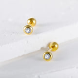 Trustdavis 925 Silver Round Zircon Stud Earrings for Women