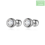 Trustdavis 925 Silver Round Zircon Stud Earrings for Women