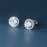 Trustdavis High CZ 925 Silver Zircon Stud Earrings Minimalist Screw