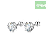 Trustdavis High CZ 925 Silver Zircon Stud Earrings Minimalist Screw