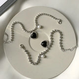 Trustdavis 925 Silver Heart Pearl Charm Bracelet Wedding Jewelry