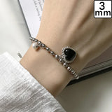 Trustdavis 925 Silver Heart Pearl Charm Bracelet Wedding Jewelry