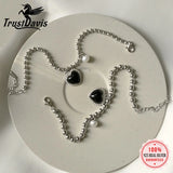 Trustdavis 925 Silver Heart Pearl Charm Bracelet Wedding Jewelry
