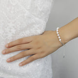 Trustdavis 925 Silver Freshwater Pearl Bend Bracelet Women Wedding Jewelry