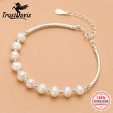 Trustdavis 925 Silver Freshwater Pearl Bend Bracelet Women Wedding Jewelry