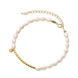 Trustdavis 925 Silver Pearl CZ Bend Bracelet Women Wedding Jewelry