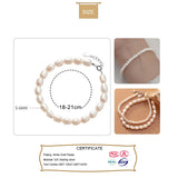 Trustdavis 925 Silver Baroque Pearl Chain Bracelet Wedding Jewelry