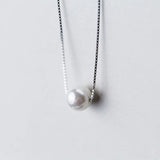 Trustdavis 925 Silver Pearl Pendant Short Necklace Wedding Jewelry
