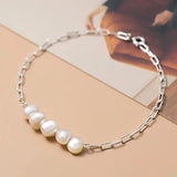 Trustdavis 925 Silver Baroque Pearl Chain Bracelet Wedding Fine S925 Jewelry