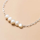 Trustdavis 925 Silver Baroque Pearl Chain Bracelet Wedding Fine S925 Jewelry