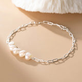 Trustdavis 925 Silver Baroque Pearl Chain Bracelet Wedding Fine S925 Jewelry