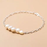 Trustdavis 925 Silver Baroque Pearl Chain Bracelet Wedding Fine S925 Jewelry