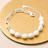 Trustdavis 925 Silver Baroque Pearl Bracelet Women Fine Jewelry