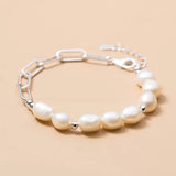 Trustdavis 925 Silver Baroque Pearl Bracelet Women Fine Jewelry