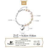 Trustdavis 925 Silver Baroque Pearl Heart Chain Bracelet Women Wedding Jewelry