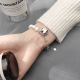 Trustdavis 925 Silver Baroque Pearl Heart Chain Bracelet Women Wedding Jewelry