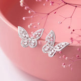 Trustdavis 925 Silver Butterfly CZ Necklace for Women Wedding Party S925 Jewelry