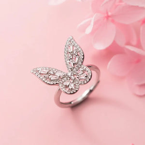Trustdavis 925 Silver Butterfly CZ Necklace for Women Wedding Party S925 Jewelry