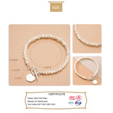 Trustdavis 925 Silver Pearls Chain Bracelet Wedding Jewelry