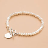 Trustdavis 925 Silver Pearls Chain Bracelet Wedding Jewelry
