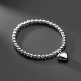 Trustdavis 925 Silver Elastic Heart Bracelet Bangle For Women