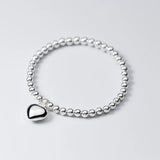 Trustdavis 925 Silver Elastic Heart Bracelet Bangle For Women
