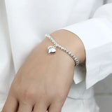 Trustdavis 925 Silver Elastic Heart Bracelet Bangle For Women