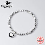 Trustdavis 925 Silver Elastic Heart Bracelet Bangle For Women