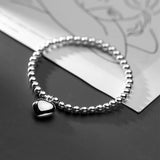 Trustdavis 925 Silver Elastic Heart Bracelet Bangle For Women