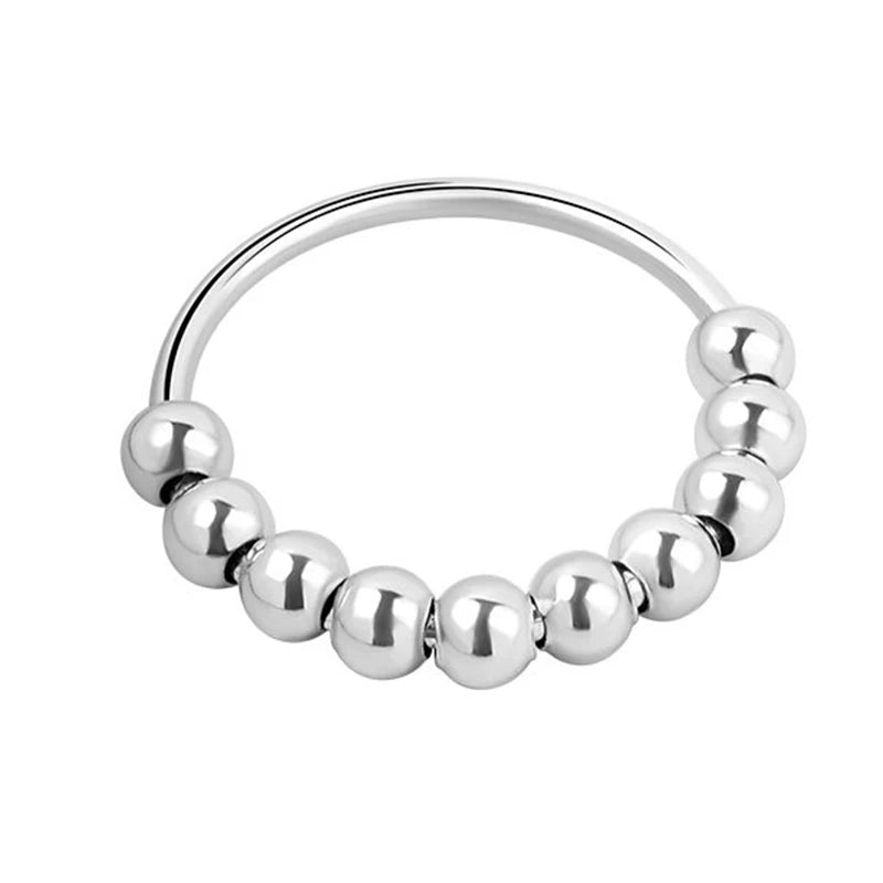 Trustdavis 925 Silver Beads Ball Ring Wedding Birthday Jewelry