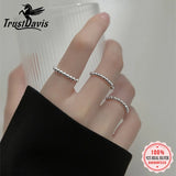 Trustdavis 925 Silver Beads Ball Ring Wedding Birthday Jewelry