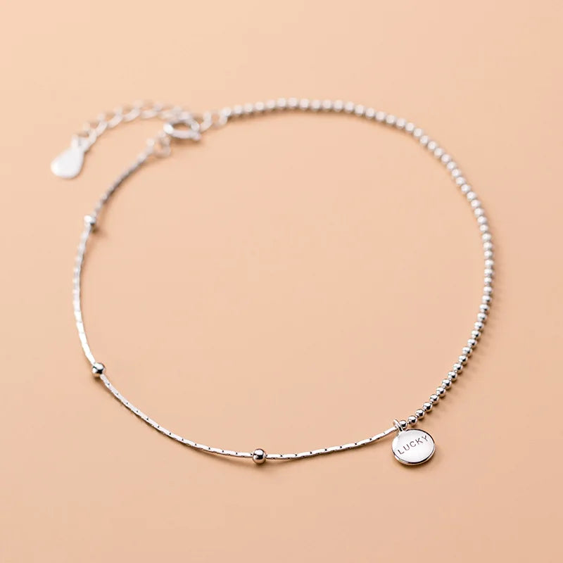 Trustdavis 925 Silver Luck Beads Anklets Women Birthday Gift D1148