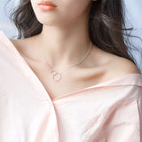 Trustdavis Minimalist 925 Silver Round Pendant Necklace for Women